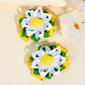 Grosir 2pcs Jepit Rambut Stroberi Musim Panas untuk Anak Perempuan, Pita Bunga Manis Nan Indah, Aksesoris Rambut Lemon Semangka - Product Image 3
