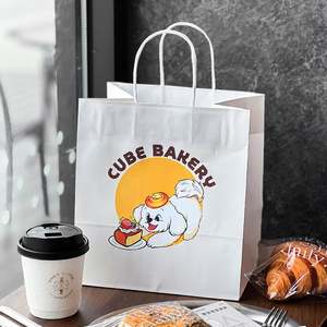 ถุงกระดาษคราฟท์แบบใช้แล้วทิ้ง ย่อยสลายได้ รีไซเคิลได้ เป็นมิตรกับสิ่งแวดล้อม สำหรับร้านเบเกอรี่ พร้อมหูหิ้ว - Product Image 3