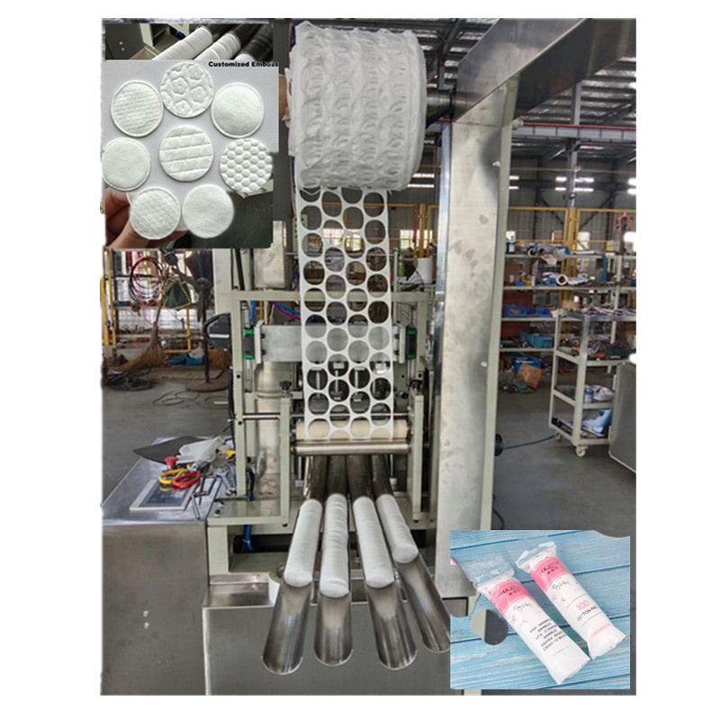 Простой в упаковке нетканый диск для снятия макияжа хлопковая специальная рельефная косметическая машина для резки линия по производству