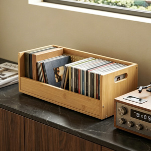 Bamboo <b>CD</b> Storage Box 50 Capacity <b>Standing</b> Type For Albums And Collectibles - Product Image 2