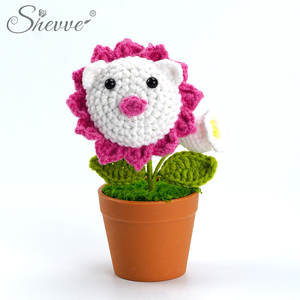 Maceta de animales de ganchillo hecha a mano Mini Ramos lindas <span class=keywords><strong>flores</strong></span> de ganchillo para decoración del hogar Día de San Valentín Pascua Día de la madre - Product Image 6