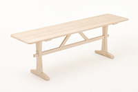 Console moderne Japandi en pin massif, grande table d'entrée avec base à tréteaux, table longue et étroite pour couloir, pour la maison