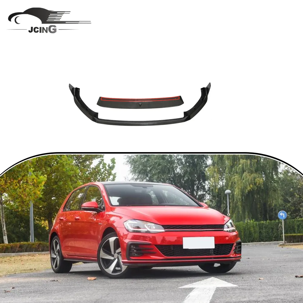 Bibir Pemisah Bumper Depan Mk7,5 Serat Karbon, untuk VW Golf GTI 7.5 MK7.5 Hatchback 2017 - 2019