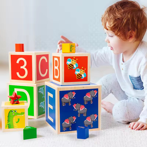 Boîtes gigognes Montessori en <span class=keywords><strong>bois</strong></span>, cubes numériques éducatifs, blocs, jouets de tri et d'empilage pour bébés, jeux éducatifs précoces - Product Image 3