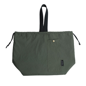 Insulated Nylon Lunch Bag Large Capacity Drawstring Design For Outdoor Use Stone Green Color With PEVA Lining - Product Image 1