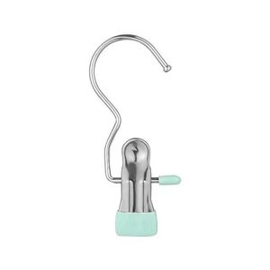 Stainless Steel Clothes <b>Clip</b> With <b>Hook</b> Durable Rectangle Shape For Drying Socks Shorts Hats Home Use - Product Image 1