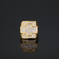Bague en acier inoxydable plaqué or avec strass croisés, style hip-hop punk, pour homme et femme, nouvelle collection européenne et américaine