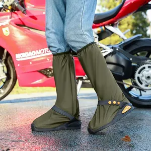 摩托车摩托车可洗可重复使用雨靴罩户外徒步旅行防水鞋套带拉链反射