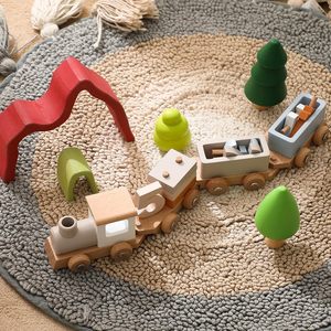 Juguetes de bloques de construcción para niños, rompecabezas de silicona, juguete de emparejamiento, juguete de empuje y arrastre para educación temprana, tren de juguete de silicona suave - Product Image 6