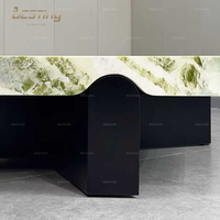 Mobilier de salon personnalisé au design minimaliste moderne Table basse de salon carrée en marbre vert