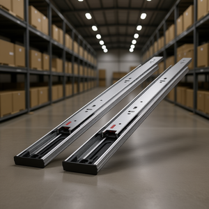 Guide per cassetti da 22 pollici in acciaio, a estrazione totale, per impieghi gravosi, con cuscinetti a sfera e chiusura ammortizzata, per uso in magazzino - Product Image 2
