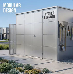 Armadio Modulare in Metallo per Esterni ad Alta Resistenza, Casetta Porta Attrezzi in Acciaio Zincato Resistente alle Intemperie con Serratura Intelligente per Giardino e Patio - Product Image 3