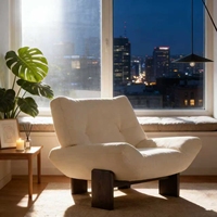 Chaise longue Emmi en vente chaude, en polaire Teddy, pieds en bois massif, chaise longue design haut de gamme pour salon, chambre à coucher, hôtel