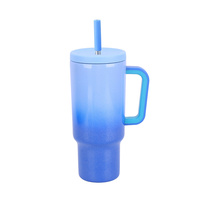 Gobelet isotherme Meoky en acier inoxydable de 40 oz avec poignée, 100 % étanche, maintien thermique de 6 à 12 heures, design moderne pour femmes - Voiture/Bureau/Voyage