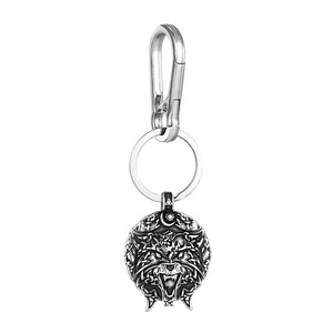 Viking Wolf Head <b>Keychain</b> Metal Engraved Pendant Zinc Alloy Outdoor Keyring Leather Carabiner Jewelry Unisex Gift - Product Image 5