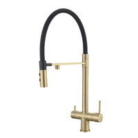 Robinet d'évier de cuisine à osmose inverse avec tube en silicone, 2 poignées, filtre purificateur d'eau 3 en 1, robinet d'eau potable en laiton