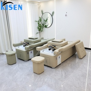 Lit de spa capillaire japonais multifonctionnel KISEN avec moteurs électriques pour salon, lavage des cheveux, shampoing, pédicure et thérapie capillaire - Product Image 1