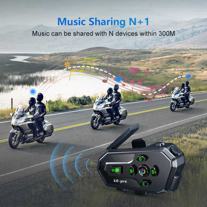 Latest Product X2 PRO Helmet Communicator for 6 People Connected 2 People Intercom Motorcycle Accessories