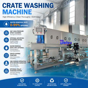 Ligne <span class=keywords><strong>de</strong></span> lavage automatique pour plateaux à œufs et bacs <span class=keywords><strong>de</strong></span> stockage avec nettoyage par immersion et séchage à air chaud, machine à laver les caisses en acier inoxydable - Product Image 1
