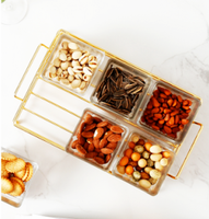 6-Grid Glas Snack Kom Set Glas Snoep Kommen Schotel Fruitschaal Glas Sous Plat Voor Party Wedding