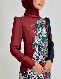 New Design Custom Baju Kurung Muslim Dress Wholesale Muslim Clothing Digital Printing Baju Kurung