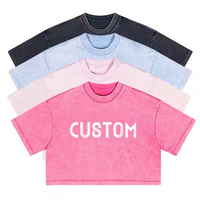 Fabricant personnalisé 230gsm Vintage Crop Top pour femmes Meilleure vente Summer Acid Wash T Shirt High Quality Crop Tops Tee for Woman