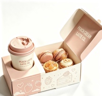 Boîte à biscuits personnalisée de qualité alimentaire avec tasse à café, boîte à gâteaux rectangulaire pliable et recyclable pour café et boulangerie