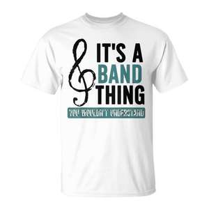 Camiseta It's A Band Thing, blanca, talla mediana, unisex, cuello redondo, algodón, manga corta, tema musical, miembro de banda de música - Product Image 1