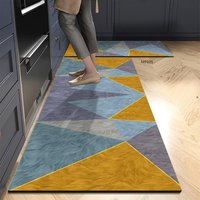 Tapis de sol de cuisine absorbant la boue diatomée géométrique bleue moderne tapis de pied de salle de bain à séchage rapide fabriqué à la machine de haute qualité