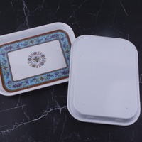 Plateau en mélamine à fleurs bleues imprimées sur mesure Plateau de service en plastique de 10/12/14/15 pouces pour restaurant et hôtel pour le ramadan