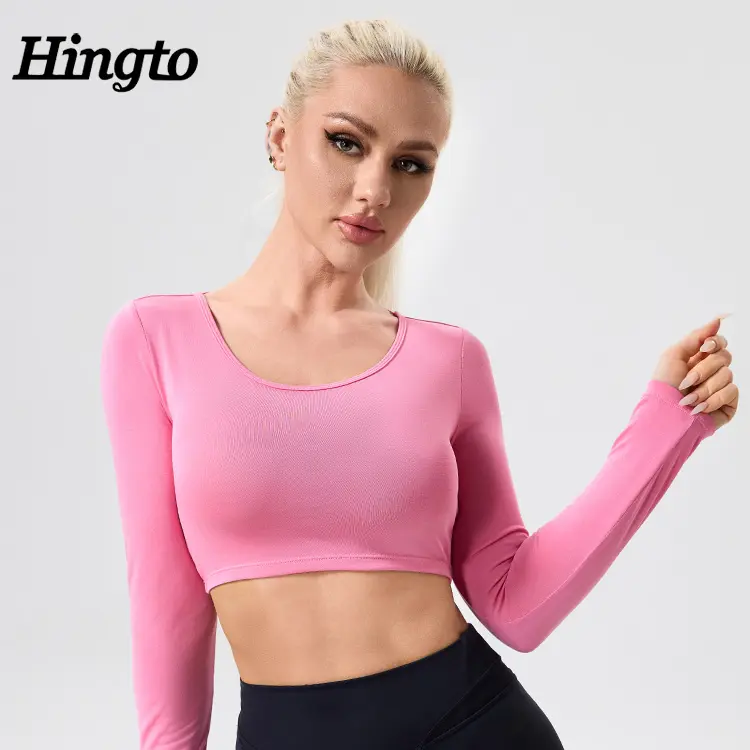 Customized High Quality Long Sleeve T Shirt Breathable Quick-Drying Long Sleeve T-Shirt Fitness Wear Hollow Back Sports Top