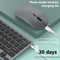 Ramping, Set Keyboard dan Mouse nirkabel tiga Mode 2.4GHz dapat diisi ulang, antarmuka Mini USB kompatibel ponsel komputer kantor/game