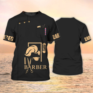 Nuevo Lanzamiento Camisa de Barbero de Manga Corta con Impresión 3D Uniforme de Salón de Peluquería con <span class=keywords><strong>Diseño</strong></span> Único <span class=keywords><strong>para</strong></span> Capa de Corte - Product Image 3