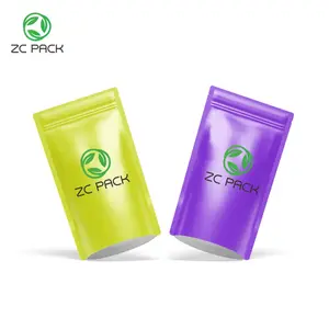 Özel Logo toptan 3.5g mat ayakta duran torba renkli koku geçirmez kahve ambalaj poşetleri PET/LDPE Mylar plastik fermuarlı keseler