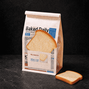 Sacchetto di carta personalizzato con finestra sagomata e chiusura a filo, con soffietto laterale, per pane tostato e prodotti da forno artigianali, all'ingrosso - Product Image 1
