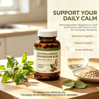 Comprimés d'Ashwagandha pour le stress, marque privée |   Ashwagandha + Magnésium + Vitamine B6 |   Soutien au bien-être et à la gestion du stress OEM ODM