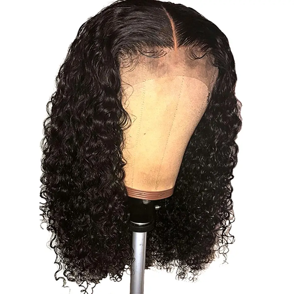 Afro Curly Wigs Lace Front Bob Curly Wigs Natural Hairline 180% Density Lace Frontal Remy Human Hair Wigs For Black Women