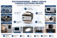 Transformateur de puissance à montage sur circuit imprimé personnalisé 2,5VA 10VA 220V 10V Type EI Basse fréquence