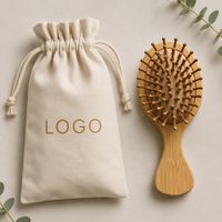 Brosse à cheveux en bambou naturel avec logo personnalisé, brosse à cheveux en bois écologique, brosse de massage du cuir chevelu, brosse démêlante professionnelle avec boîte