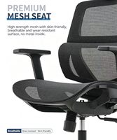 Chaise de bureau ergonomique en maille avec accoudoirs en PU réglables en 3D, vérin à gaz à 3 positions, chaise pivotante avec roulettes silencieuses