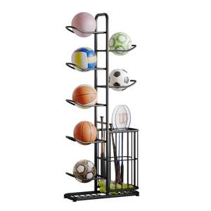 Support de rangement vertical en métal pour ballons de basketball avec <span class=keywords><strong>panier</strong></span>, organisateur de ballons de sport pour garage, salle de sport, salle de classe, intérieur et extérieur - Product Image 1