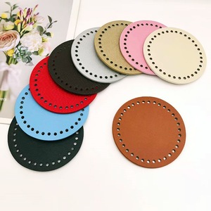 12cm <span class=keywords><strong>Round</strong></span> PU Leather Handbag Sem Rebites Bottom Shaper Knitting Crochet Bags Cushion Base Handbag DIY Shoulder Bags Acessórios - Product Image 1