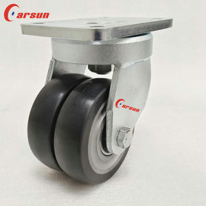 Roues industrielles en acier ultra-résistantes Carsun de 4 pouces, à tige filetée, pivotantes, à roulement à billes, double roue, MC Nylon galvanisé - Product Image 5