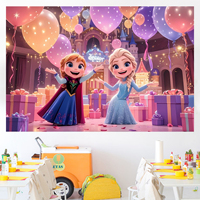 Özel 5 * Princess prenses Elsa tema arka planında doğum günü partisi süslemeleri dondurulmuş kale afişler ve arka planında