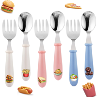 Ensemble de couverts jetables en acier inoxydable pour enfants sur le thème de Noël, 3 pièces, cuillère, fourchette, couteau, motif de dessin animé, design minimaliste, camping