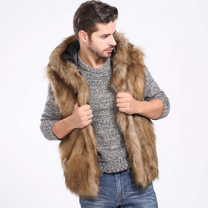 Gilet <span class=keywords><strong>court</strong></span> à capuche en fausse <span class=keywords><strong>fourrure</strong></span> pour <span class=keywords><strong>homme</strong></span> – Veste décontractée polyvalente – <span class=keywords><strong>Manteau</strong></span> d'extérieur en fausse <span class=keywords><strong>fourrure</strong></span> pour <span class=keywords><strong>homme</strong></span> - Product Image 1