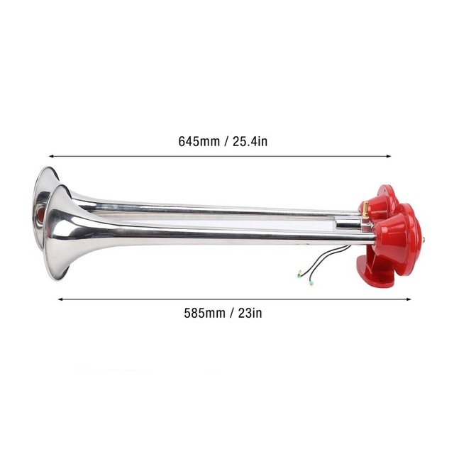 12V 24V 150dB Dual Trumpet Horn Loud Sound Stainless Steel Easy Installation Dual Trumpet Air Horn for Car Train Truck Boat Yach