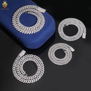 핫 세일 아이스드 아웃 6/8/10/12mm 925 실버 VVS 모이사나이트 쿠반 링크 체인 목걸이 팔찌 남성 다이아몬드 테스트 통과 힙합 GRA - Product Image 4