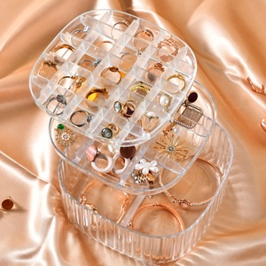 Wholesale Clear Transparent Custom Morden Stylish <b>Small</b> Plastic Jewelry <b>Storage</b> <b>Box</b> Compartments 15x15x2.8CM Silk-Screen Printed - Product Image 1