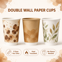 Gobelets en papier à double paroi isolés 8oz 12oz 16oz, personnalisables avec logo, pour café chaud, vente en gros